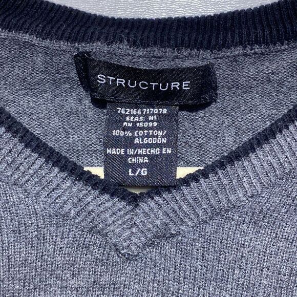 Structure Women's Rib-Knit V-Neck Long Sleeve Sweater In Gray Size L - Picture 5 of 10